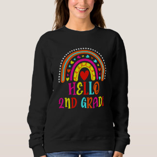 Sweatshirt Bonjour enseignante de 2e année Boho Rainbow Enfan