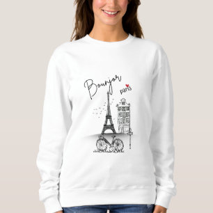 Sweatshirt Bonjour Paris : Design minimaliste chic