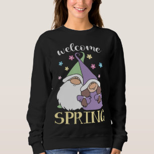 Sweatshirt Bonjour Printemps fleuri Gnomes couple Fleurs bien