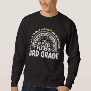 Sweatshirt Bonjour professeur de 3e année Léopard Arc-en-ciel