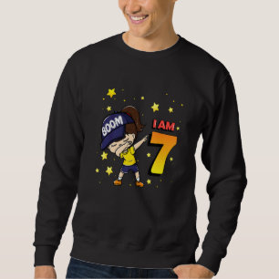 Sweatshirt Boom j'ai 7 ans Fille Anniversaire 7e Anniversaire