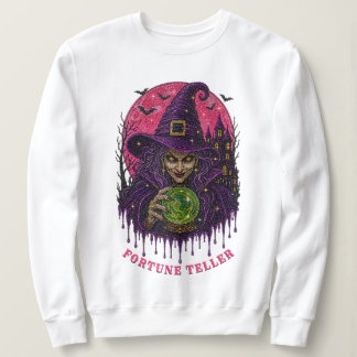 Sweatshirt Boule de cristal de sorcière Chapeau violet Strass