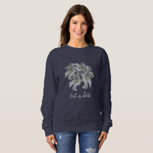 Sweatshirt Bouquet de fleurs d'Hibiscus blanc Personnalisé
