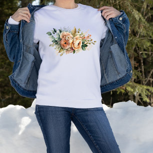 Sweatshirt Bouquet floral aquarelle de verdure aux pêches