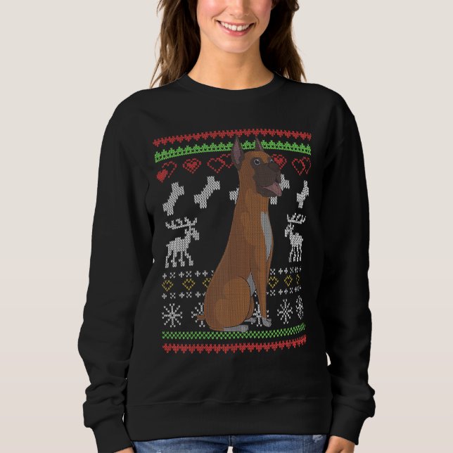 Sweatshirt Boxe Chien Père Noël Moche Motif de Noël X Mas (Devant)