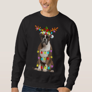 Sweatshirt Boxer Reindeer lumières de Noël Chien amusant Xmas