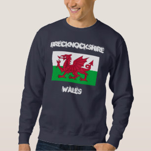 Sweatshirt Brecknockshire, Pays de Galles avec drapeau galloi