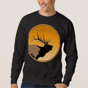 Sweatshirt Brouillonnant Bull Elk au coucher du soleil Art or