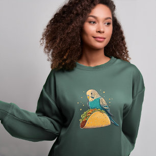 Sweatshirt Budgie avec Taco   Quirky Bird Lover's Delight