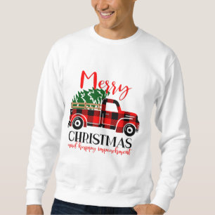 Sweatshirt Buffalo Plaid Camion Rouge Arbre de Noël Drôle Imp