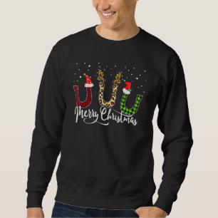 Sweatshirt Buffalo Plaid & Leopard Horseshoe Reindeer Père No