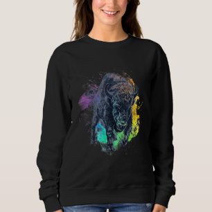 Sweatshirt Buffle de bison américain Yellowstone Water Color 