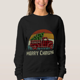 Sweatshirt Buffle vintage De Camion Rouge Plaid Avec Joyeux N
