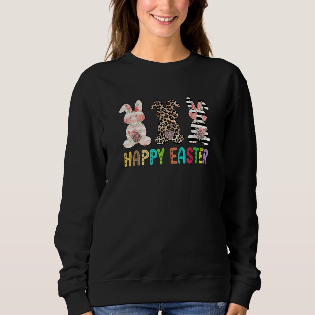 Sweatshirt Bunny Buffalo Red Plaid Empreinte de léopard Joyeu (Devant)