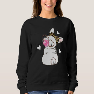 Sweatshirt Bunny Visage Leopard lunettes Heart Headband Happy