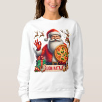 Buon Natale Père Noël italienne avec pizza et renn