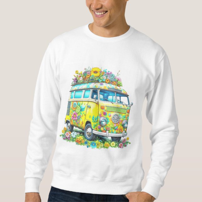 Sweatshirt Bus d'excursion hippie classique (Devant)