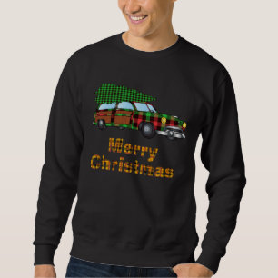 Sweatshirt Cadeau de voiture en bois de Noël pour les vacance