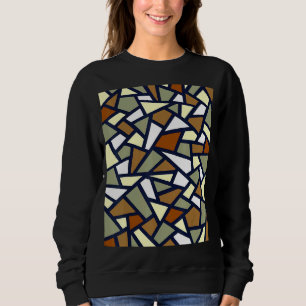 Sweatshirt Café Abstrait Géométrique Noir Tan Grey W