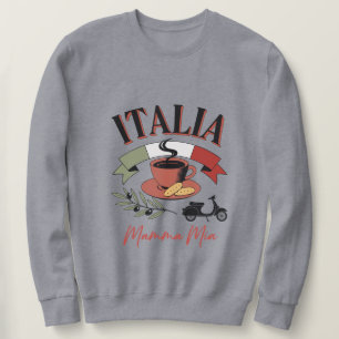 Sweatshirt Café Vintage Italia, Scooter Rétro et Mamma Mia