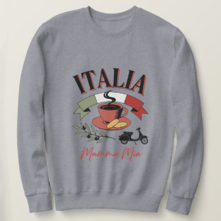 Sweatshirt Café Vintage Italia, Scooter Rétro et Mamma Mia
