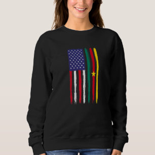 Sweatshirt Cameroun Racines Drapeau Demi-Américain Patriotiqu