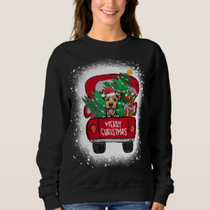 Sweatshirt Camion rouge Terrier gallois Joyeux Noël Bleac