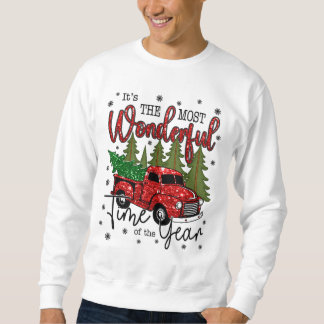 Sweatshirt Camion rouge Vintage et arbres de Noël