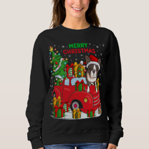 Sweatshirt Camion rouge Xmas Tree - Éclairage Boston Terrier 