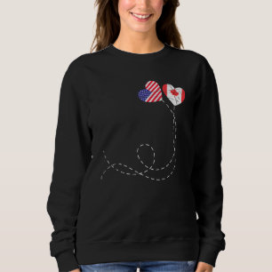 Sweatshirt Canadian American Flag Hearts Us Flag Maple Leaf C