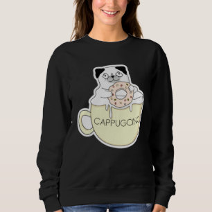 Sweatshirt CappugCino Pug mignon avec un biscuit dans un capp