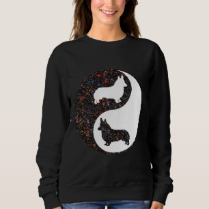 Sweatshirt Cardigan Welsh Corgi Yin Et Yang Avec Starscape