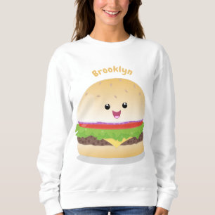 Sweatshirt Caricature de hamburger kawaii joyeux