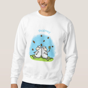 Sweatshirt Caricature de moutons mignons amis et papillons