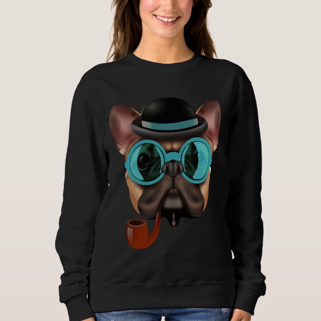 Sweatshirt Carlin Drôle Avec Lunettes Et Un Classi Casquette (Devant)