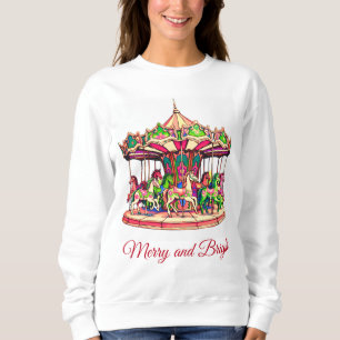 Sweatshirt Carrousel de Noël dans les bandes de bonbons