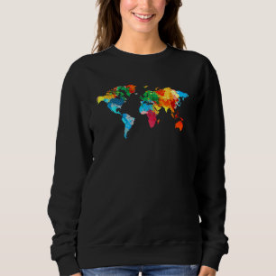 Sweatshirt Cartographie Pays Voyageurs Voyageurs Colorés