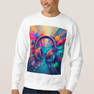 Sweatshirt 🎧 Casques Audio Vibrants Avec Projections de Pein