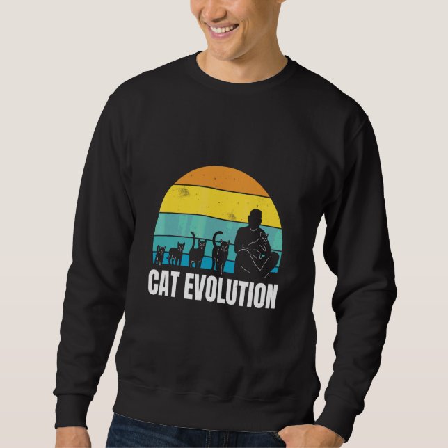 Sweatshirt Cat Evolution Cool Retro Amusement bizarre Bizarre (Devant)