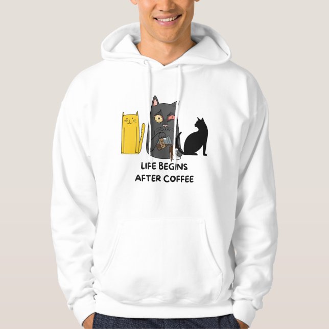 sweatshirt cat lovers pictures for coffee lover (Front)