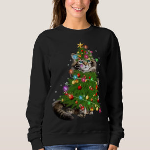 Sweatshirt Cat Maine Coon Christmas Tree Amoureux de les chat