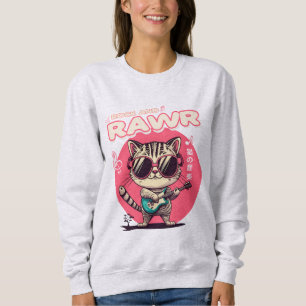 Sweatshirt Cat Rock et Roll Guitare Musicien Drôle T-Shirt