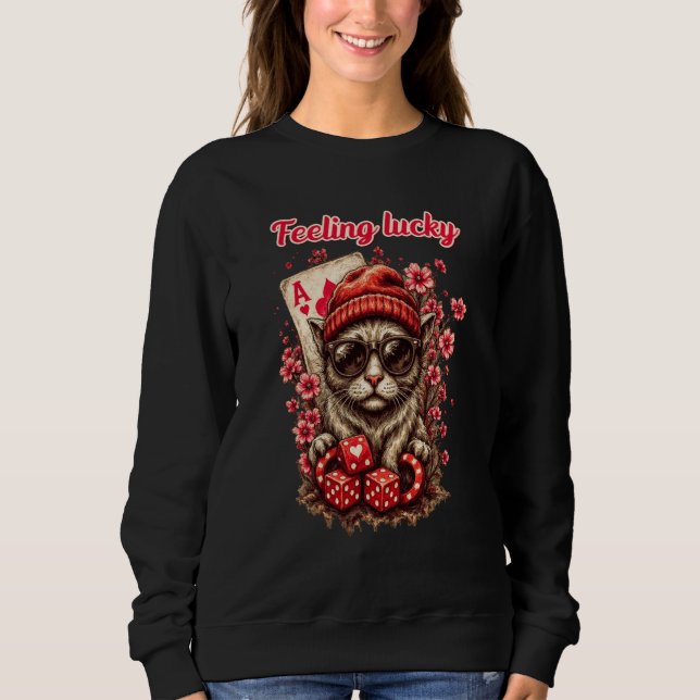 Sweatshirt Célébration de Whimsical Cat Poker (Devant)