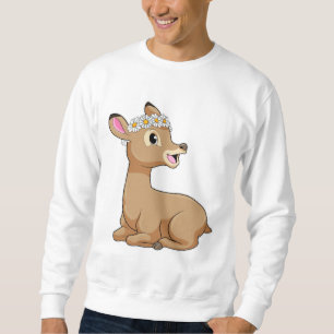 Sweatshirt Cerf avec fleur de marguerite