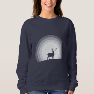 Sweatshirt Cerf Majestueux en Silhouette Sous la Lumière Luna
