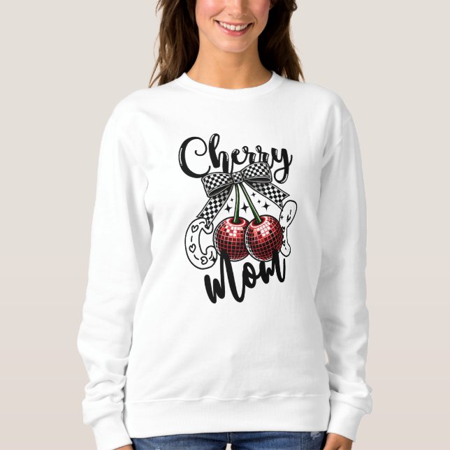 Sweatshirt Cerises Disco Rouge Maman Cool Cerises à Noeud à C (Devant)