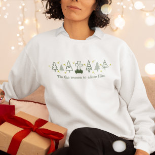 Sweatshirt C'EST LA RAISON Christian Noël Nativité Blanc