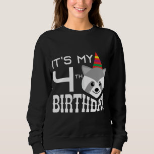 Sweatshirt C'est mon 4e anniversaire 4 ans Raccoon enfant B-d