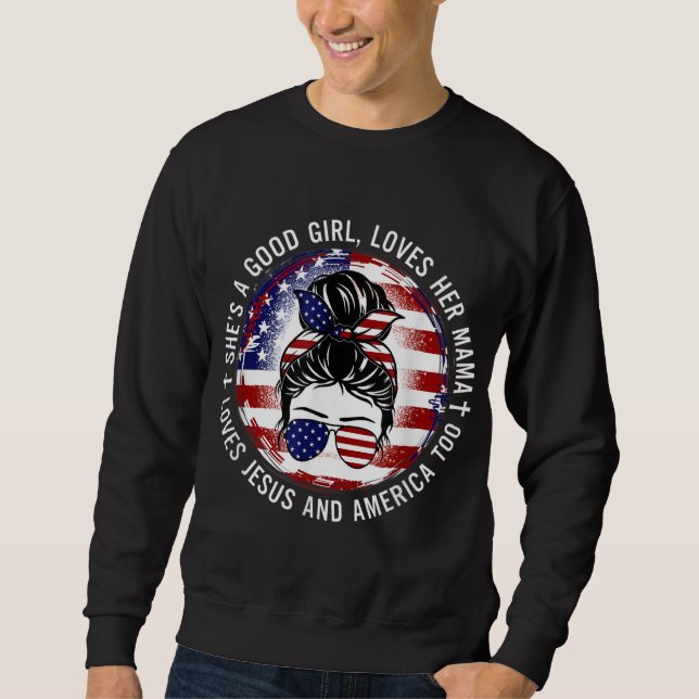 Sweatshirt C'est une bonne fille qui aime sa mère Jésus Améri (Devant)