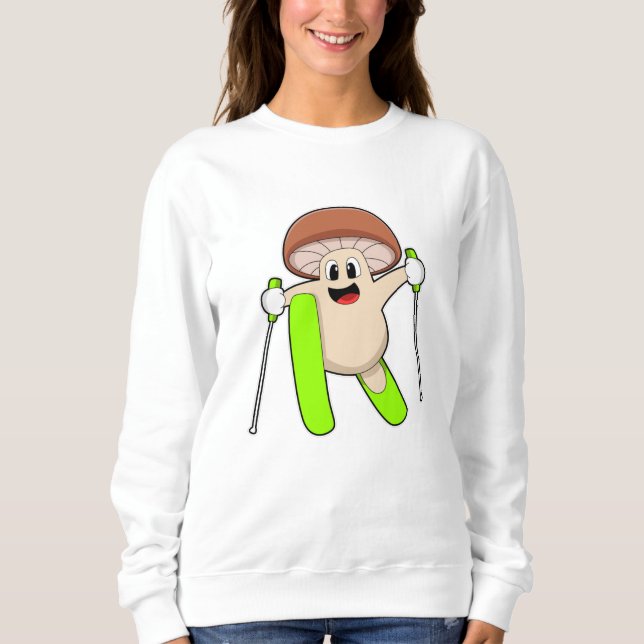 Sweatshirt Champignons en ski avec ski (Devant)